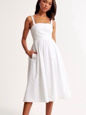 LIKE NEW! Abercrombie & Fitch Emerson Midi Dress White Dress Small/Tall